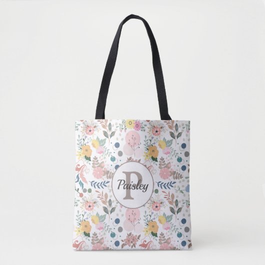 Elegantes farbiges Monogramm des Blumenblattes Tasche (Vorderseite)