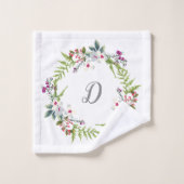 Elegantes, farbiges Monogramm-Shabby Chic Badhandtuch Set (Waschlappen)