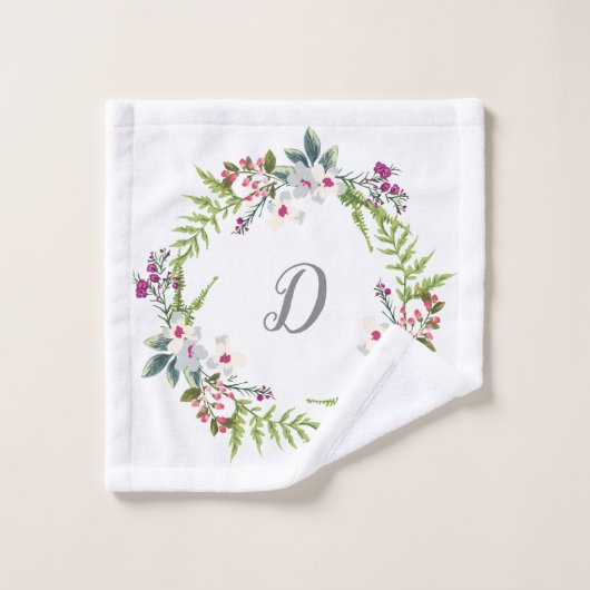 Elegantes, farbiges Monogramm-Shabby Chic Badhandtuch Set (Waschlappen)