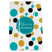 Elegantes farbiges Punktmuster Mittlere Geschenktüte (Rückseite)