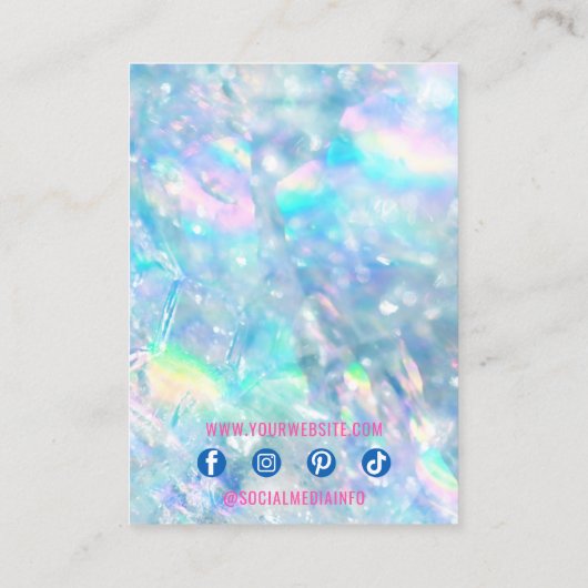 Elegantes farbiges Rainbow-Kristallschmuck-Display Visitenkarte (Rückseite)