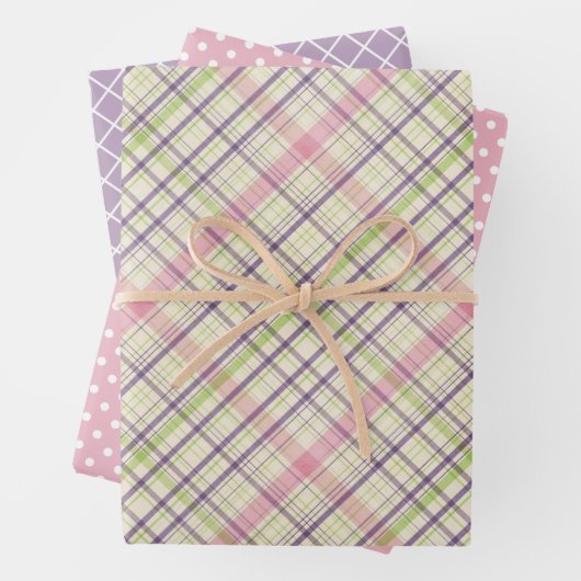 Elegantes farbiges Retro Kariertes Muster Geschenkpapier Set (Beispiel)