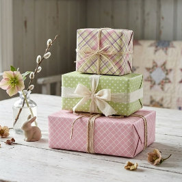 Elegantes farbiges Retro Kariertes Muster Geschenkpapier Set