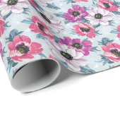 Elegantes Farbmuster auf blauen Blume Geschenkpapier (Rolleneckpunkt)