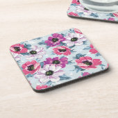 Elegantes Farbmuster auf blauen Blume Untersetzer (Linke Seite)