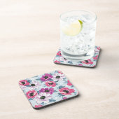 Elegantes Farbmuster auf blauen Blume Untersetzer (Rechte Seite)