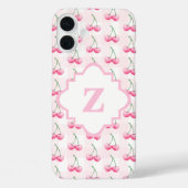 Elegantes Farbrosa Kirschmonogramm Case-Mate iPhone Hülle (Rückseite)