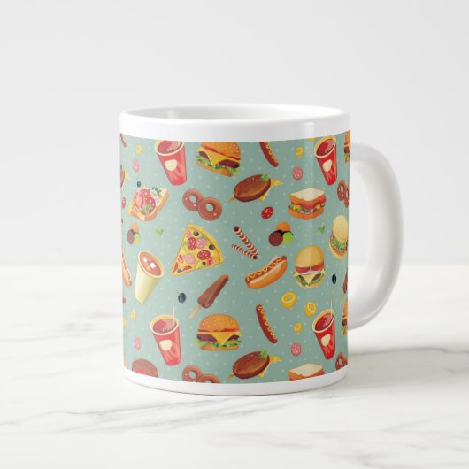 Elegantes Fast Food-Muster Jumbo-Tasse (Vorderseite Rechts)