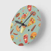 Elegantes Fast Food-Muster Runde Wanduhr (Winkel)
