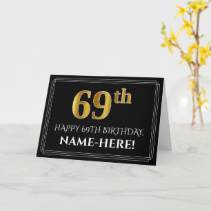 Elegantes Faux-Gold-Design "69." Geburtstag + Name Karte