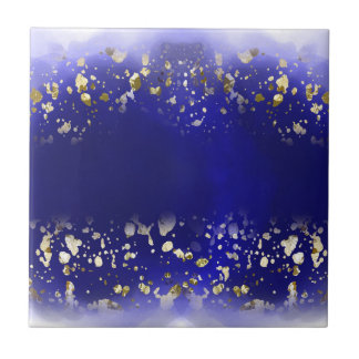 Elegantes Faux-Gold-Glitter funkelnd Blau Fliese