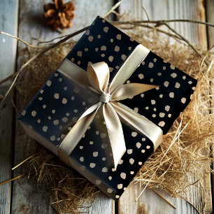 Elegantes Faux-Gold- und schwarzes Punktmuster  Geschenkpapier Set