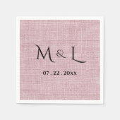 Elegantes Faux-Leinen-Rosé-Monogramm Serviette (Vorderseite)