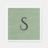 Elegantes Faux-Leinen Salbeigrün-Monogramm Serviette (Vorderseite)