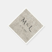 Elegantes Faux-Leinen Schwarzes Monogramm Datum Ho Serviette (Ecke)