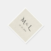 Elegantes Faux-Leinen Schwarzes Monogramm-Datum Ho Serviette (Ecke)