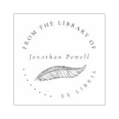 Elegantes Feather Pen Custom Ex Libris Library Boo Gummistempel (Prägung)