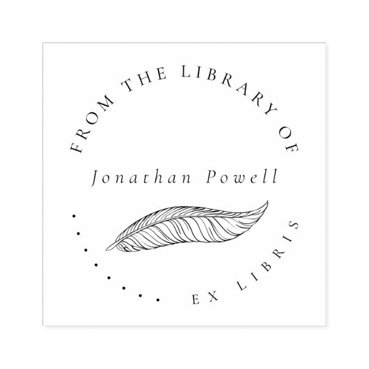 Elegantes Feather Pen Custom Ex Libris Library Boo Gummistempel (Prägung)