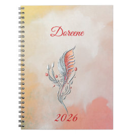 Elegantes Feder-Blumen-Aquarell-Notizbuch Notizblock