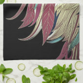 Elegantes Federblatt abstrakt schwarz aquamarin Geschirrtuch (Gefaltet)