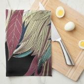 Elegantes Federblatt abstrakt schwarz aquamarin Geschirrtuch (Viertel Falte)