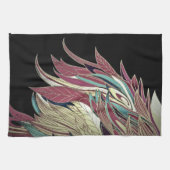 Elegantes Federblatt abstrakt schwarz aquamarin Geschirrtuch (Horizontal)