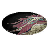 Elegantes Federblatt abstrakt schwarz aquamarin Schneidebrett (Ecke)