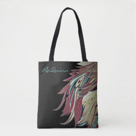 Elegantes Federblatt abstrakt schwarz aquamarin Tasche