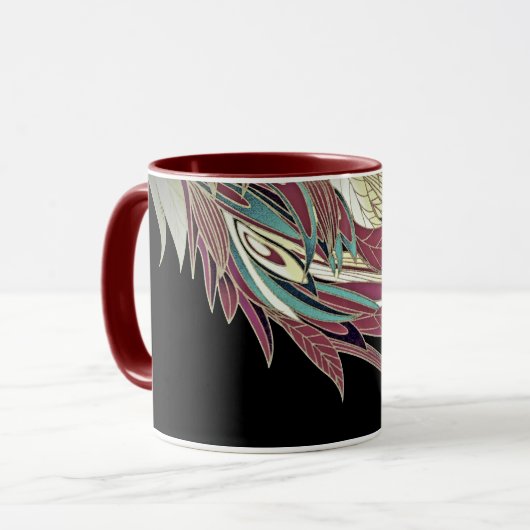 Elegantes Federblatt abstrakt schwarz aquamarin Tasse (Vorderseite Links)