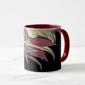 Elegantes Federblatt abstrakt schwarz aquamarin Tasse (VorderseiteRechts)