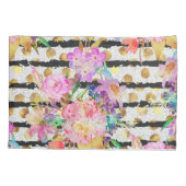 Elegantes Federblumen- und Streifen-Design Kissenbezug (Rückseite)