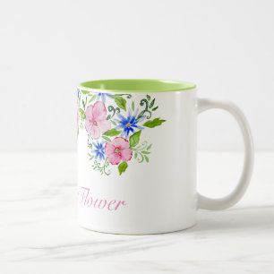 Elegantes Federblumenmuster Zweifarbige Tasse