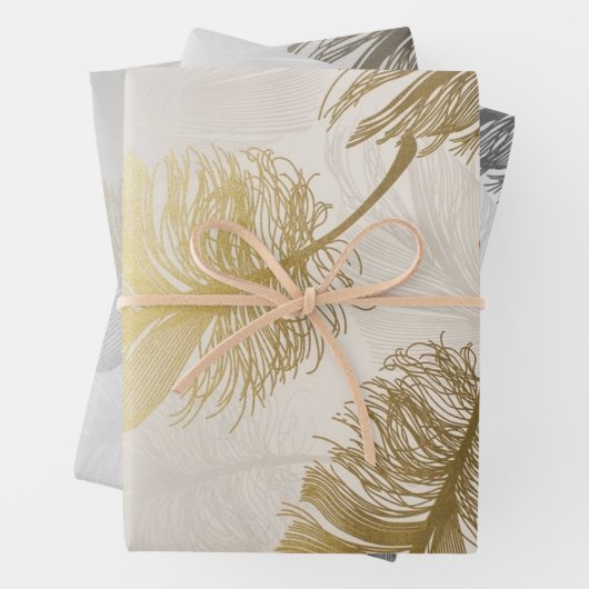 Elegantes Federmuster Geschenkpapier Set (Beispiel)