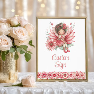 Elegantes Feen-Mädchen Errötendes Blumen Geburtsta Poster