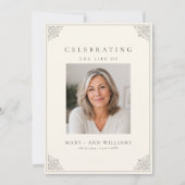 Elegantes Feier-des-Lebens-Foto-Begräbnisprogramm Einladung (Vorderseite)