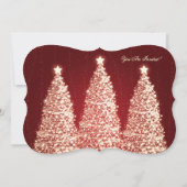 Elegantes Feiertags-Party-Goldweihnachtsbaum-Rot Einladung (Rückseite)