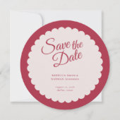 Elegantes, feines rosa Script-Scallop-Hochzeitsska Save The Date (Vorderseite)