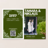 Elegantes, feines, waldgrünes slawisches Foto Hoch Folienkarte (Innenseite)