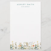 Elegantes Feld für Wildblumen Briefpapier (Rückseite)