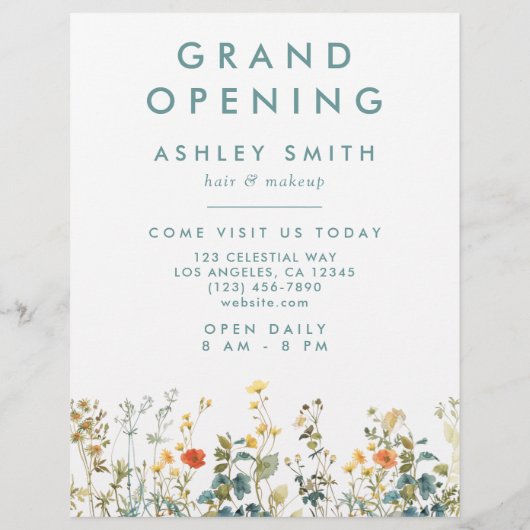 Elegantes Feld für Wildblumen Flyer (Hinten)