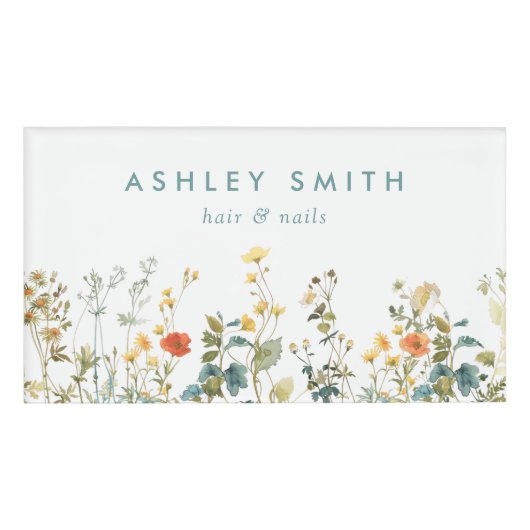 Elegantes Feld für Wildblumen Namenschild (Vorderseite)