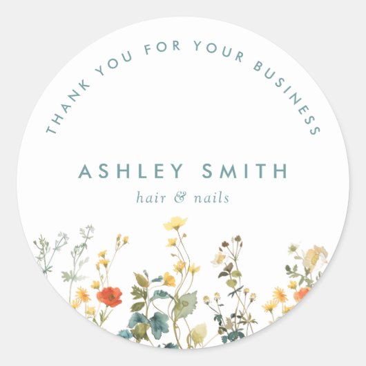 Elegantes Feld für Wildblumen Runder Aufkleber (Vorderseite)
