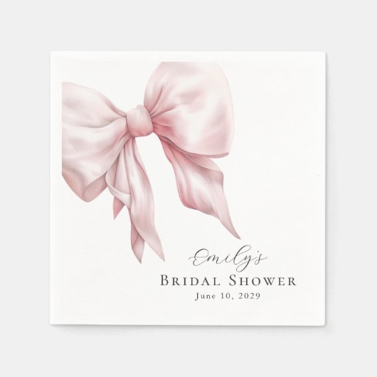 Elegantes Feminine Pink Bow Brautparty Serviette (Vorderseite)