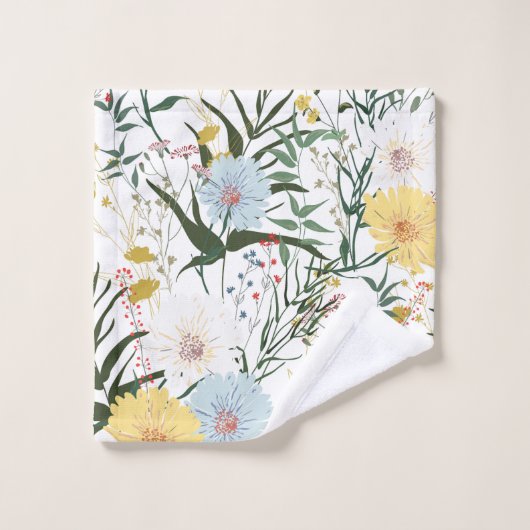 Elegantes feminines Design l Botanical l White Ivo Badhandtuch Set (Waschlappen)