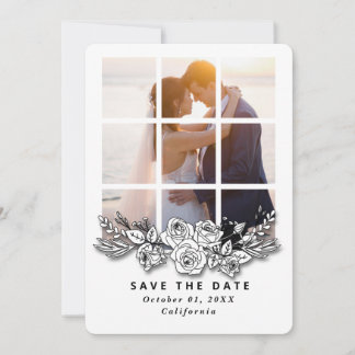 Elegantes Fenster mit Bild Hochzeit Save the Date Einladung