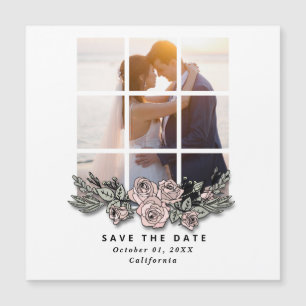 Elegantes Fenster mit Bild Hochzeit Termin merken Magnetkarte