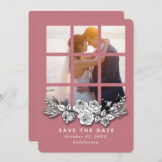 Elegantes Fenster mit Image Wedding Save the Date Einladung (Vorne/Hinten)