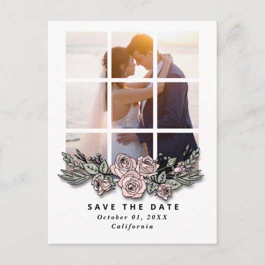 Elegantes Fenster mit Image Wedding Save the Date Postkarte (Vorderseite)