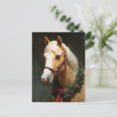 Elegantes Ferienpferd mit Kranz Postkarte (Stehend Vorderseite)