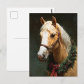 Elegantes Ferienpferd mit Kranz Postkarte (Vorne/Hinten)
